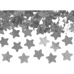 Confetti cannon with stars, silver, 40 cm