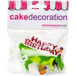 Kakunkoriste dinosaurus ja happy birthday -kyltti