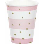 Pink and Gold Celebration Paper Cups Metallic Print