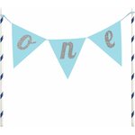 Milestone 'one' banner cake topper blue