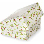 Holly print square treat boxes with window