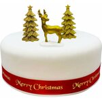 Golden stag scene cake decoration set luxury