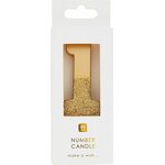 WE HEART BIRTHDAYS GLITTER NUMBER CANDLE 1, GOLD