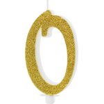 Birthday candle Number 0, gold, 10cm
