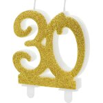 Birthday candle Number 30, gold, 7.5cm