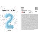 Foil Balloon Number ''2'', 86cm, light blue