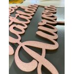Wooden cake decoration with your own text 2 rows