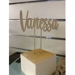 Wooden cake decoration with your own text 1 row