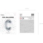 Foil Balloon Letter ''C'', 35 cm, silver