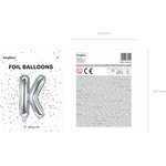 Foil Balloon Letter ''K'', 35 cm, silver