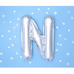 Foil Balloon Letter ''N'', 35 cm, silver