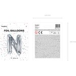 Foil Balloon Letter ''N'', 35 cm, silver