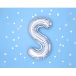 Foil Balloon Letter ''S'', 35 cm, silver