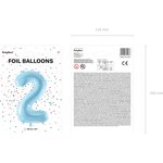 Foil Balloon Number ''2'', 86cm, light blue