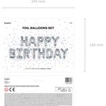 Foil Balloon Happy Birthday, 340x35cm, silver