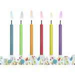 Birthday candles Coloured Flames, mix 1pkt/6pc