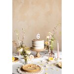 Birthday Candle Number '6', White with Flower Petals, 8 cm