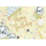 Wooden topper Happy Birthday, 16.5cm