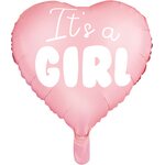 Foil Balloon Heart - It's a girl, 45cm, light pink