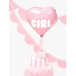 Foil Balloon Heart - It's a girl, 45cm, light pink