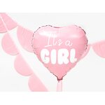 Foil Balloon Heart - It's a girl, 45cm, light pink