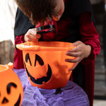 Halloween candy basket with illuminated handle