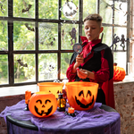 Halloween candy basket with illuminated handle