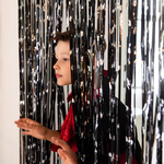 Festive curtain Bats black and silver 100x200cm