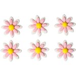 Decora 6  TWO TONE DAISIES PINK SUGAR DECORATIONS