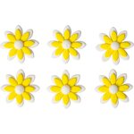 Decora 6  TWO TONE DAISIES YELLOW SUGAR DECORATIONS