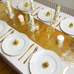 LUXE GOLD PU GLITTER TABLE 1,8 m