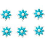 Decora 6  TWO TONE DAISIES LIGHT BLUE SUGAR DECORATIONS