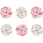 Decora 6 DOGWOOD FLOWERS PINK WHITE SUGAR DECORATIONS