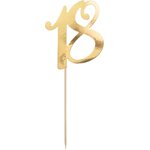 Cake topper ''18'', gold, 20.5cm