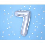 Foil Balloon Number ''7'', 35cm, silver