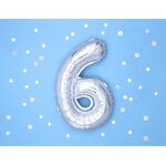 Foil Balloon Number ''6'', 35cm, silver