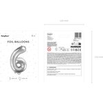 Foil Balloon Number ''6'', 35cm, silver