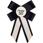 Rosette for 30th birthday, cream-black, 11x17 cm