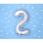 Foil Balloon Number ''2'', 35cm, silver