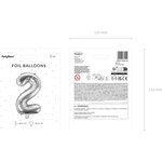 Foil Balloon Number ''2'', 35cm, silver