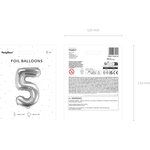 Foil Balloon Number ''5'', 35cm, silver