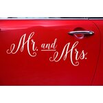 Hääauton tarra Mr. and Mrs.