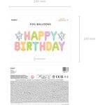 Kirjainfoliot Happy Birthday 395 x 35 cm värisekoitus