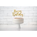 Cake topper Happy Birthday, gold, 22.5cm