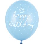 Ilmapallo 30 cm, Happy Birthday, baby blue 6 kpl/pkt