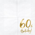 Napkins 60th Birthday, white, 33x33cm: 1pkt/20pc
