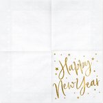 Lautasliina Happy New Year, valkoinen 33 x 33 cm 20 kpl/pkt