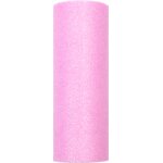 Tyllikangas, glitter-vaaleanpunainen, 0,15 x 9 m
