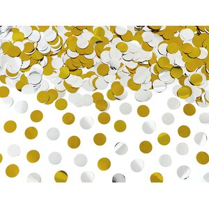 Konfettitykki, pyöreät kulta/hopea pallot, 60 cm