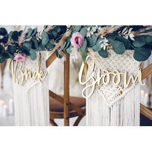 Puiset tuolikyltit Bride Groom 2 kpl/pkt